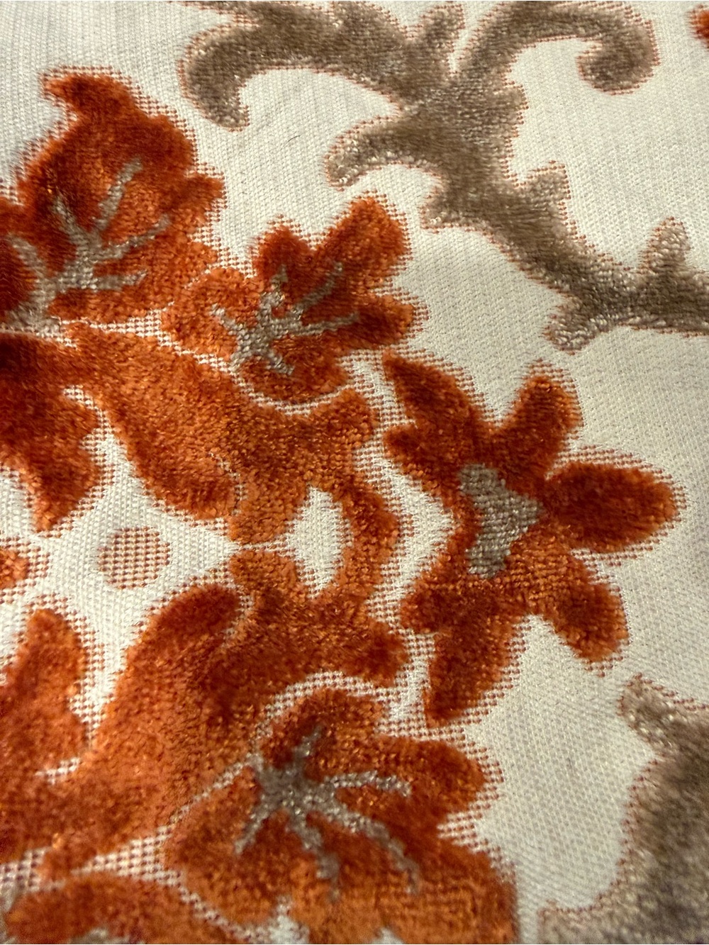 Homey Cozy Set of 3 Luxury 23” x 23” Burnt Orange Damask Pillow Covers - Picture 4 of 9